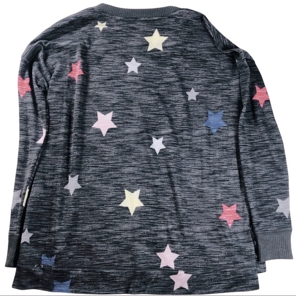 Secret Treasures 📌small dark grey NWOT sweater multicolor stars thin super soft - Picture 8 of 10